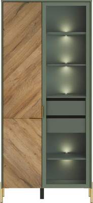 Шкаф с витриной Black Red White Siena с подсветкой REG1W1D