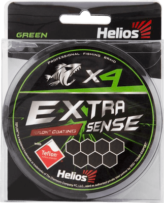 Леска плетеная Helios Extrasense X4 PE Green 150м 1.0/15LB 0.17мм / HS-ES-X4-1/15LB