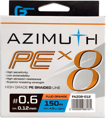 Леска плетеная F-Fishing Azimuth PE X8 150м Orange / FAZO8-012