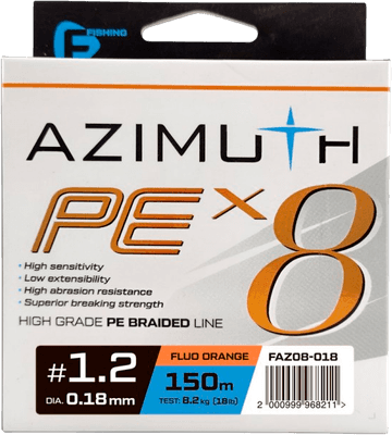 Леска плетеная F-Fishing Azimuth PE X8 150м Orange / FAZO8-018