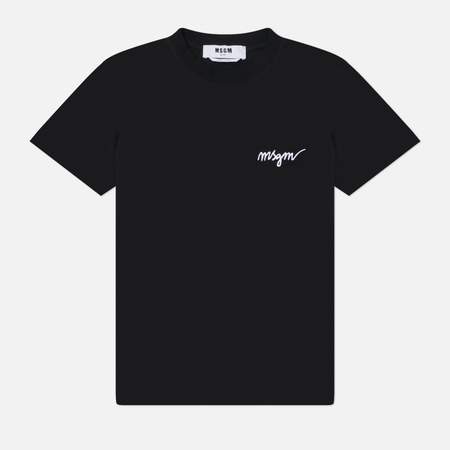 Женская футболка MSGM Italics Logo, цвет чёрный, размер S