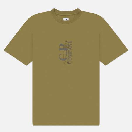 Мужская футболка C.P. Company 30/1 Jersey Printed, цвет оливковый, размер M