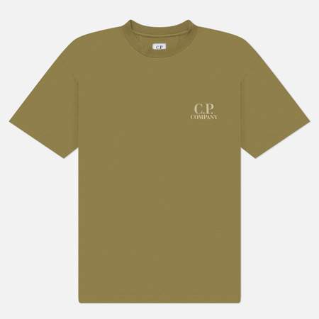Мужская футболка C.P. Company 30/1 Jersey Logo Comfort, цвет оливковый, размер M