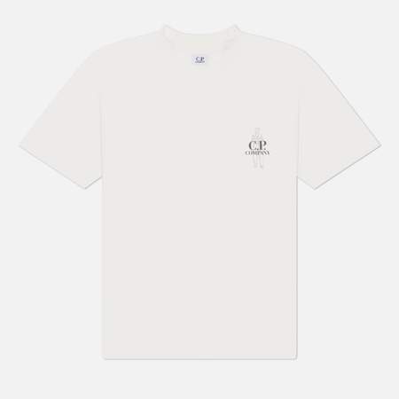 Мужская футболка C.P. Company 30/1 Jersey Comfort Logo Ribbed, цвет белый, размер XXL