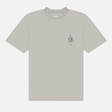 Мужская футболка C.P. Company 30/1 Jersey Comfort Logo Ribbed, цвет серый, размер L