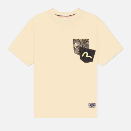 Мужская футболка Evisu Heritage Brocade Patch Pocket, цвет бежевый, размер L