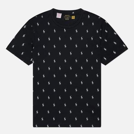 Мужская футболка Polo Ralph Lauren All Over Pony Cotton Jersey Sleep, цвет чёрный, размер M