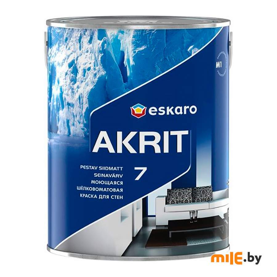 Краска моющая шелково-матовая для стен Eskaro Akrit 7 2,85 л