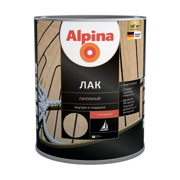 Лак АУ Alpina Лак палубный глянцевый 2,5 л/2,23 кг