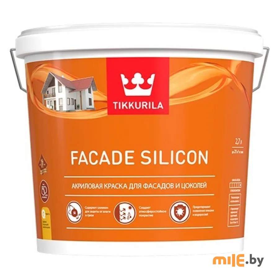 Краска фасадная под колеровку Tikkurila Facade Silicon база VVA глубокоматовая 2,7 л