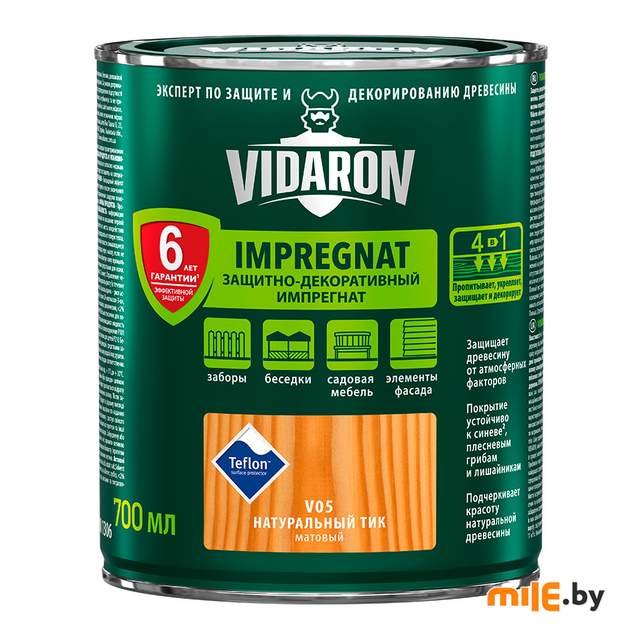 Пропитка для дерева Vidaron Impregnat V05 матовая 0,7 л (натуральный тик)