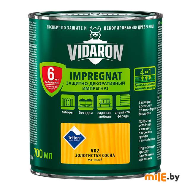 Пропитка для дерева Vidaron Impregnat V02 матовая 0,7 л (золотистая сосна)