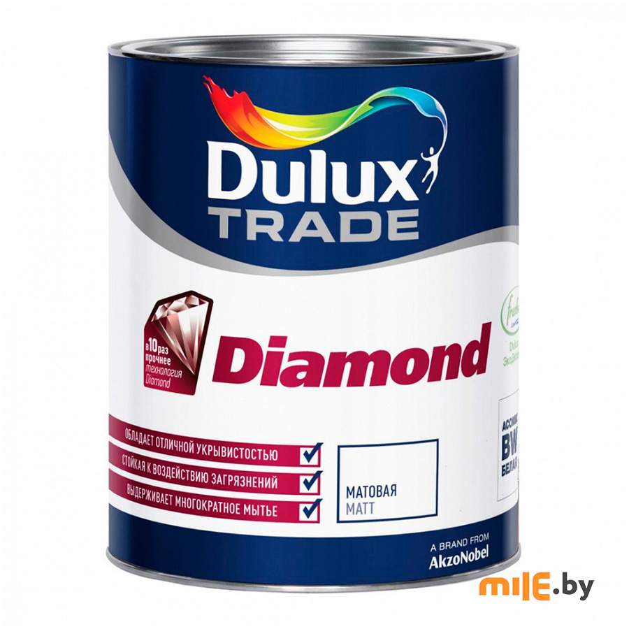 Краска под колеровку Dulux Trade Diamond Matt износостойкая База для насыщенных тонов BC 0,9 л