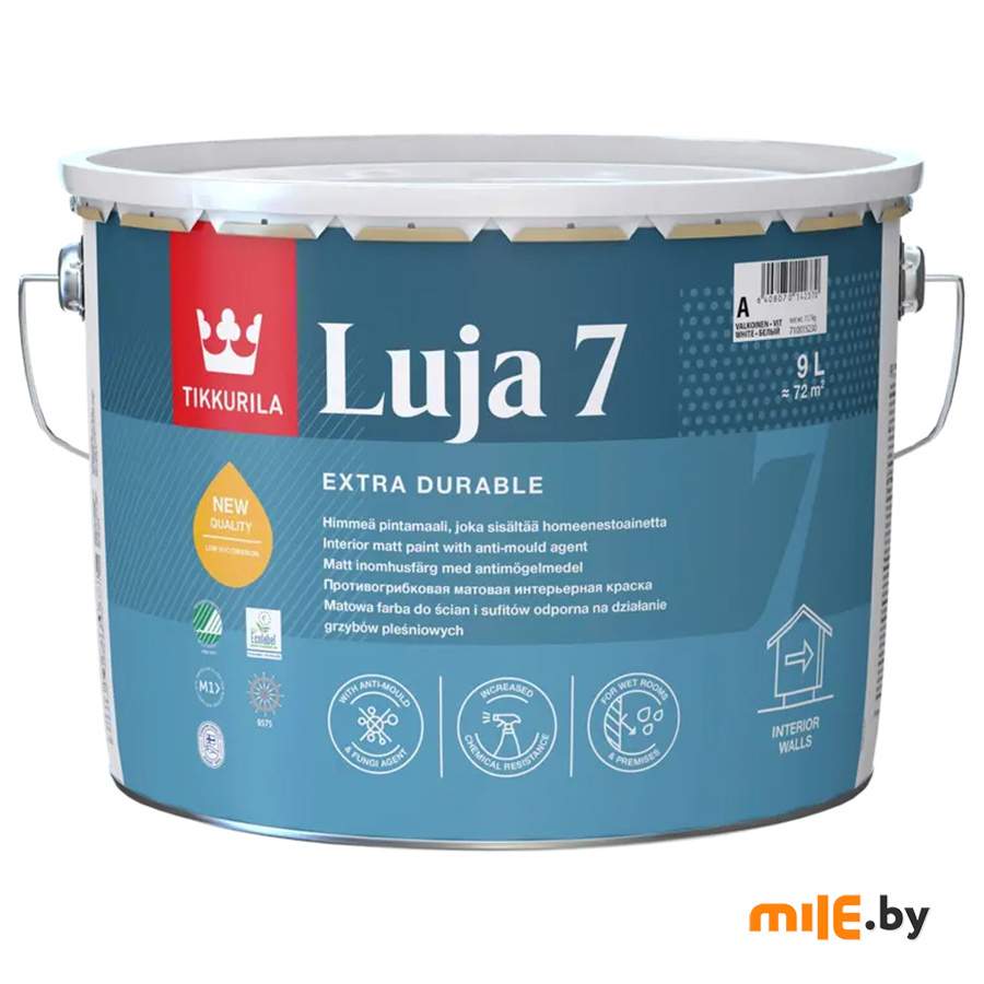 Краска акрилатная матовая Tikkurila Luja 7 9 л (белый)