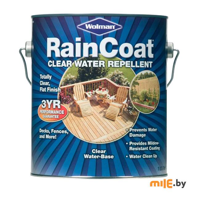 Пропитка для дерева Wolman RainCoat one coat матовая 3,78 л (прозрачный)