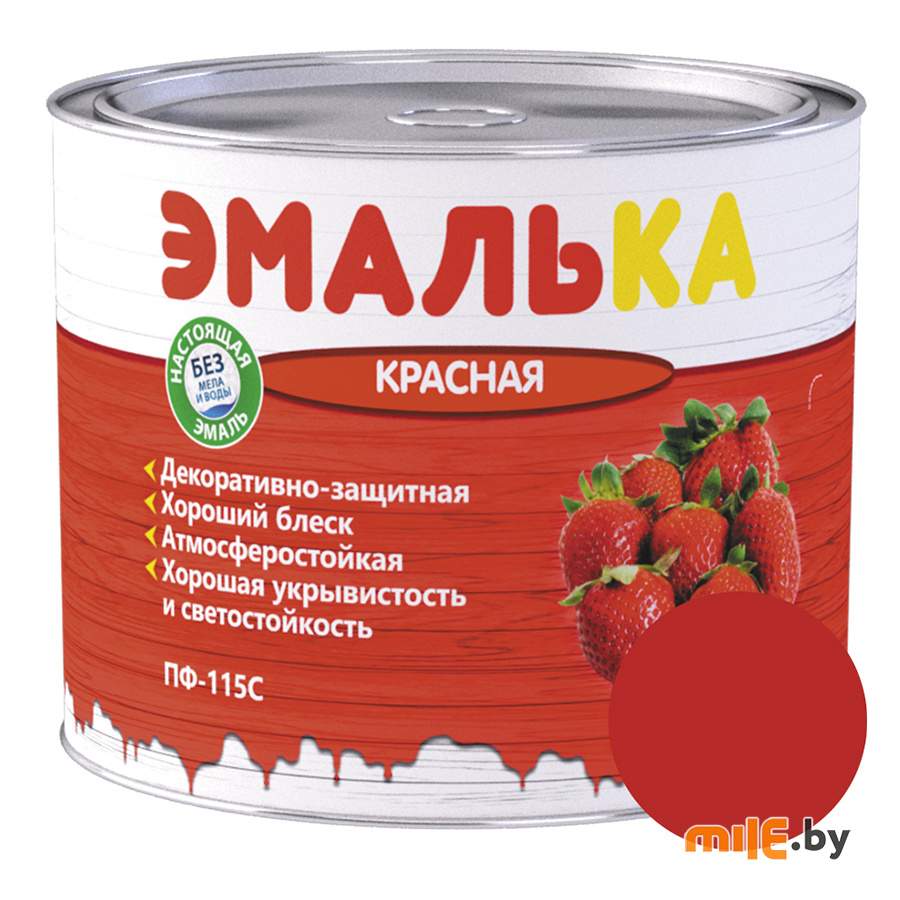 Эмаль ПФ-115 С Эмалька для наружных и внутренних работ красная 2,0 л (1,8 кг)