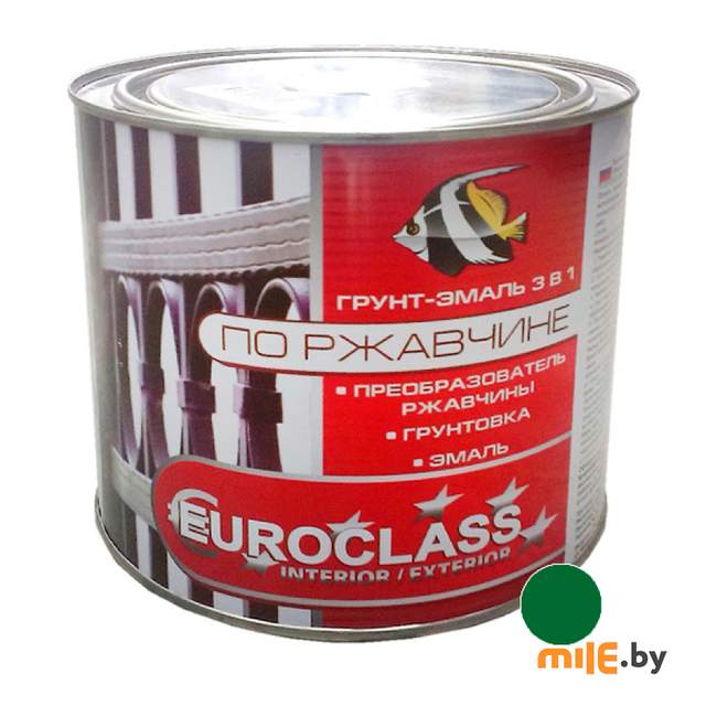 Грунт-эмаль по ржавчине Euroclass зеленая 1,9 кг