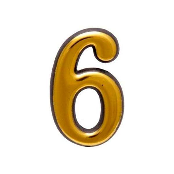 Цифра Аллюр большая №6 золото пластик