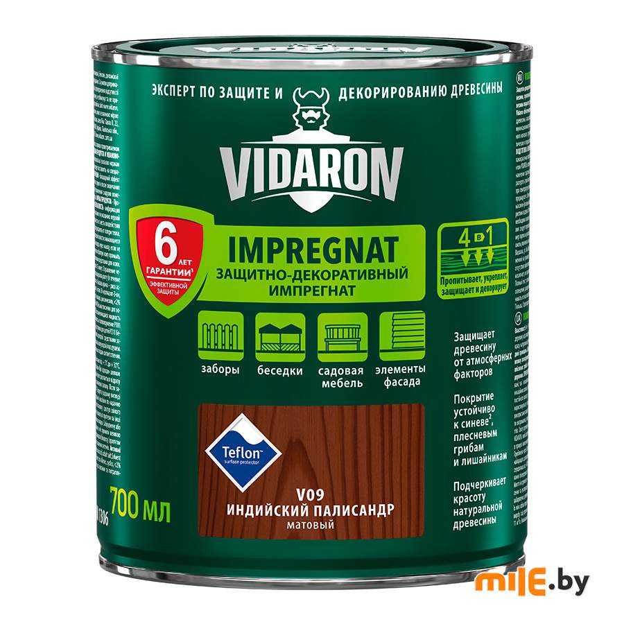 Пропитка для дерева Vidaron Impregnat V09 матовая 0,7 л (индийский палисандр)