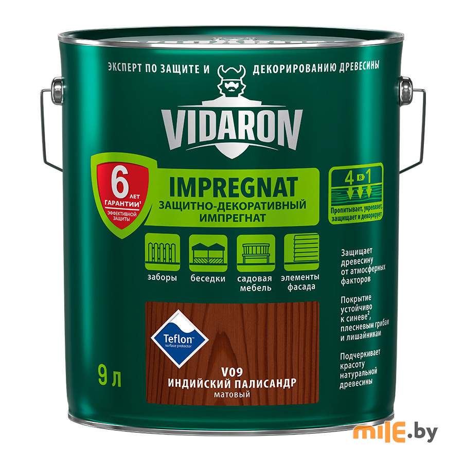 Импрегнат для дерева Vidaron V 09 матовый 9 л (индийский палисандр)