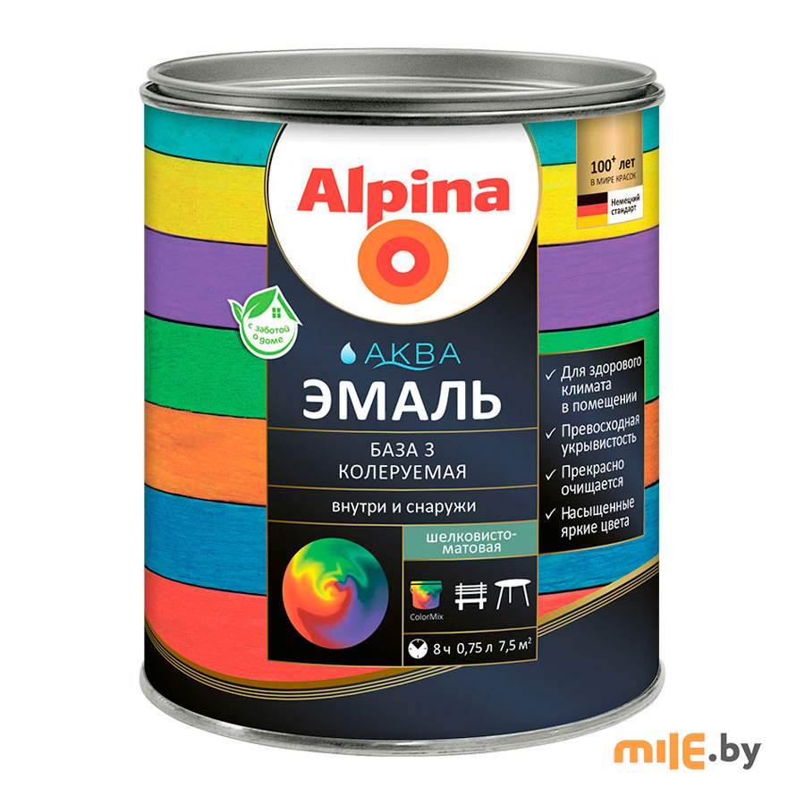 Эмаль акриловая Alpina АКВА шелковисто-матовая (0,85 л)