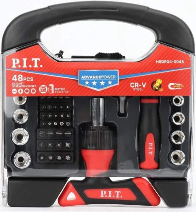 Набор отвертка с битами и головками P.I.T. Advance HSDR04-0048 (48 предметов)