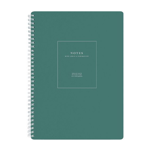 Тетрадь "Notes", A4, 96 листов, клетка, спираль сбоку, зеленый