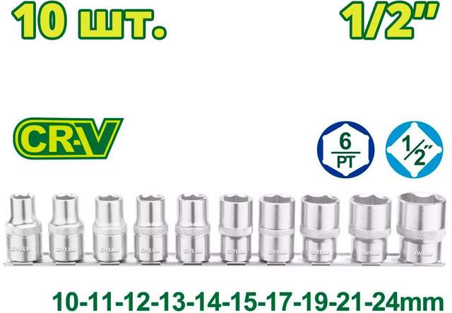 Набор головок слесарных Dyllu DTST2410 (10 шт)