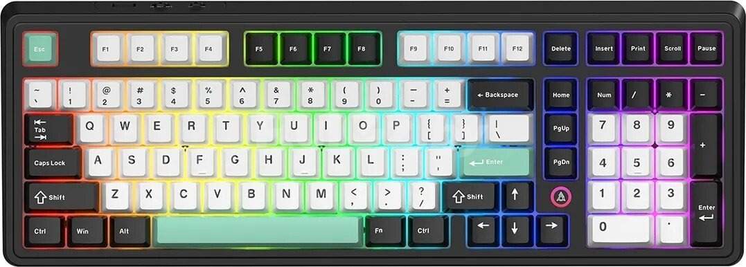 Клавиатура Ajazz AK980 V2 (черный/белый/бирюзовый, Ajazz Flying Fish)