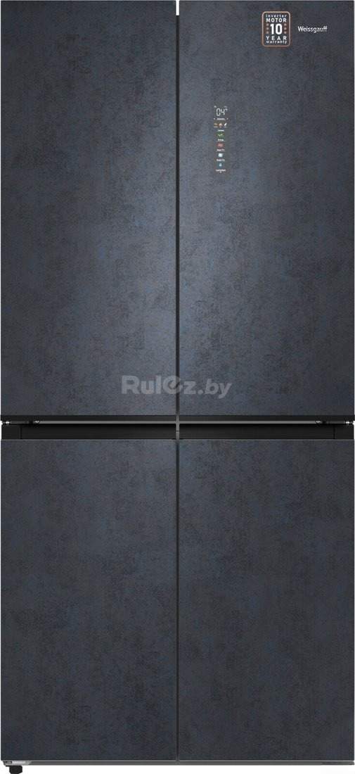 Четырёхдверный холодильник Weissgauff WCD 450 Rock Glass NoFrost Inverter