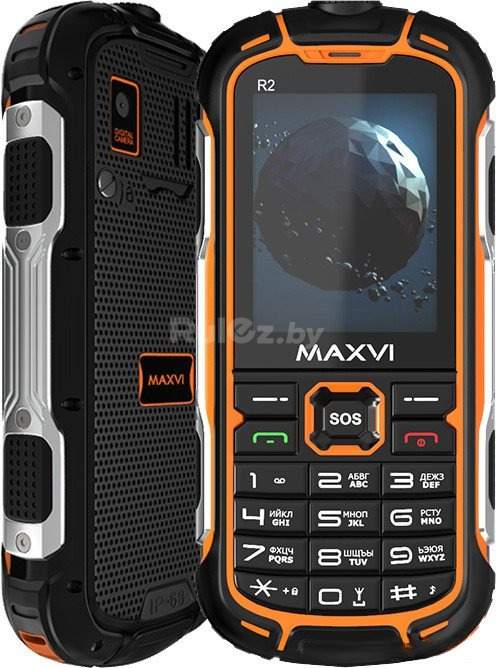 Кнопочный телефон Maxvi R2 (оранжевый)