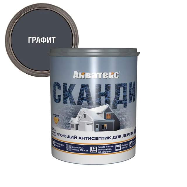Антисептик для дерева Акватекс СКАНДИ графит 0,75л New