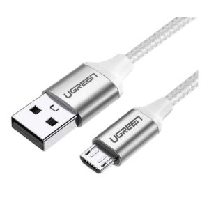 Кабель UGREEN USB-A 2.0-Micro-USB 2A в оплетке (белый