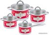 Набор кастрюль Pomi d'Oro Fiore red P-640362 цена