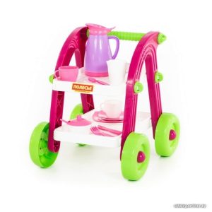 Набор игрушечной посуды Полесье Сервировочный столик Stars Chef 44655 (в пакете) цена