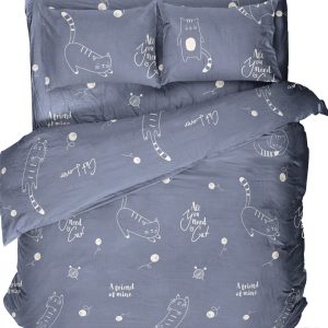 Постельное белье Samsara Коты на синем фоне 220-6 215x220 (евро) цена