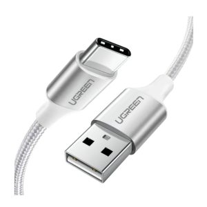 Кабель UGREEN USB-A 2.0-Type-C 3A в оплетке (белый