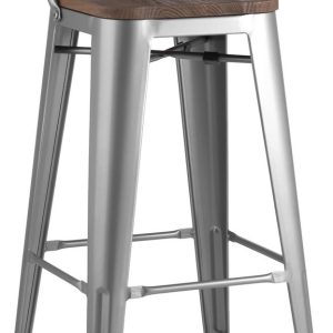 Стул Stool Group Tolix со спинкой YD-H765E-W YG-15 (серебристый матовый/темное дерево) цена