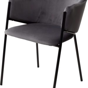 Стул с подлокотниками M-City Dill 628M03773 (bluvel-14 серый велюр/черный) цена