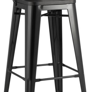 Стул Stool Group Tolix Wood со спинкой YD-H765E-W LG-01 (черный глянцевый/темное дерево) цена