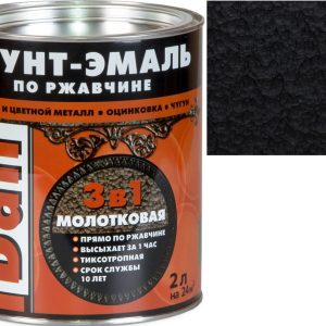 Грунт-эмаль Dali 3 в 1 по ржавчине молотковая 2 л (черный) цена