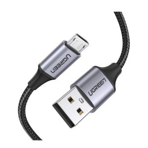 Кабель UGREEN USB-A 2.0-Micro-USB 2A в оплетке (черный