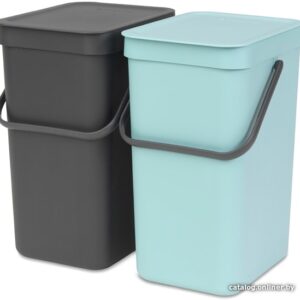 Комплект мусорных ведер Brabantia Sort & Go 2 x 12 л (мятный/серый) цена