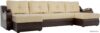 П-образный диван Лига диванов Меркурий 100339 (бежевый/коричневый) цена