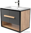 Дабер Тумба под умывальник 009 WeltWasser Deilbach 7517-60 Т9.6W.2.4 (черный/серый/дуб канзас коричневый) цена