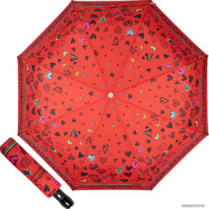 Складной зонт Moschino 7948-OCC Scribble Hearts Red цена
