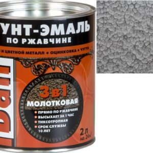 Грунт-эмаль Dali 3 в 1 по ржавчине молотковая 2 л (серебристый) цена