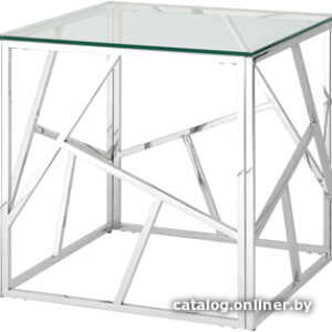 Журнальный столик Stool Group Арт Деко 55x55 EET-015 (прозрачное стекло/сталь серебристый) цена