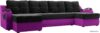 П-образный диван Лига диванов Меркурий 100332 (черный/фиолетовый) цена