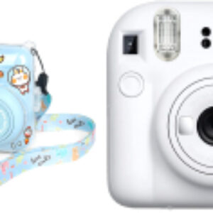 Фотоаппарат с мгновенной печатью Instax Mini 12 белый + чехол Sundays с ремнем голубой 21век
